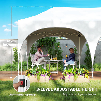 3 x 6m Pop Up Gazebo Shelter with Sides, 6 Sandbags, Peak Top Garden Party Tent Marquee with Carry Bag, Light Grey/White