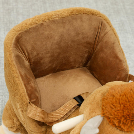 Baby Rocking Horse with Safety Belt, Wood Base, Animal Rocker for Children, Brown