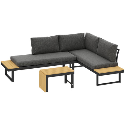 4 Seater L Shaped Aluminium Sectional Garden Furniture Set with 2 Loveseats and