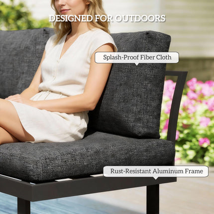 4 Seater L Shaped Aluminium Sectional Garden Furniture Set with 2 Loveseats and