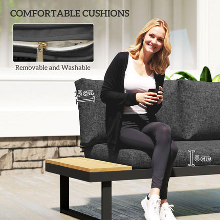 4 Seater L Shaped Aluminium Sectional Garden Furniture Set with 2 Loveseats and
