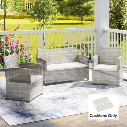 Outdoor Seat Cushion Pads for Rattan Furniture, 3 PCs Garden Furniture Cushions, Cream White