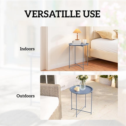 Steel Removable Tray Top Garden Table - Blue Grey