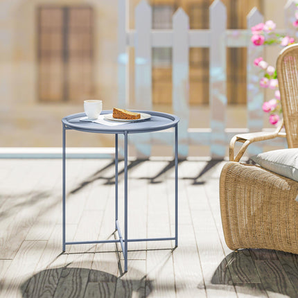 Steel Removable Tray Top Garden Table - Blue Grey