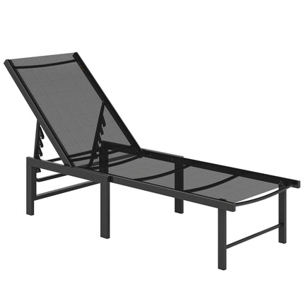 Reclining Sun Lounger - Black
