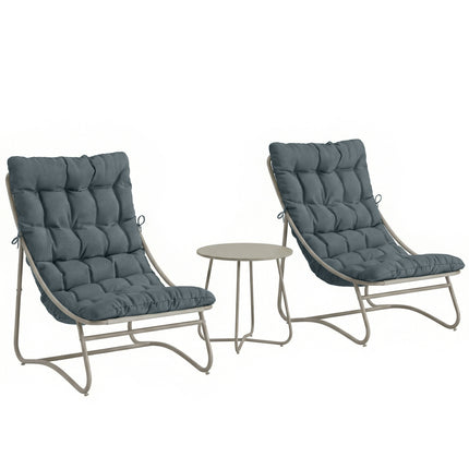 3 Piece Garden Bistro Set, Round Outdoor Bistro Table and Chairs Set for 2 with