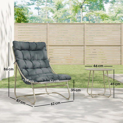 3 Piece Garden Bistro Set, Round Outdoor Bistro Table and Chairs Set for 2 with