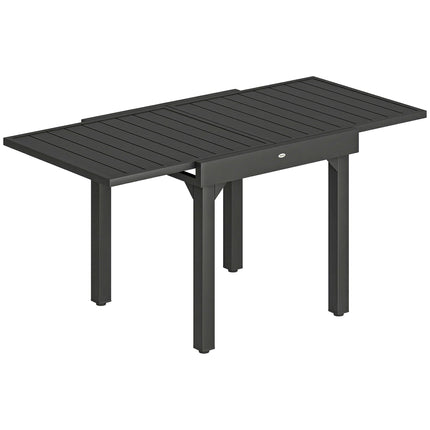 Expandable Patio Dining Table for 4-6 People, 80-160 cm Aluminium Extendable Outdoor Patio Table with Slatted Top, Black