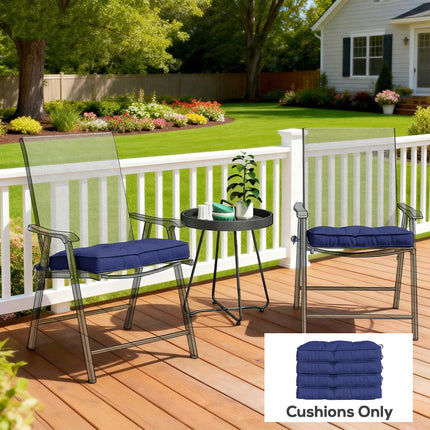 Garden Seat Cushion with Ties, 42 x 42cm Replacement Dining Chair Seat Pad, Dark Blue