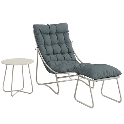 Bistro Set for Garden, 3 Piece Outdoor Table and Chair with Footstool and Remova