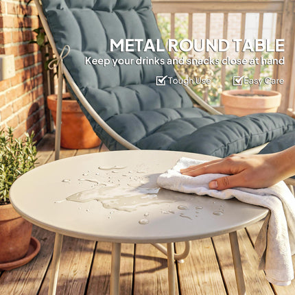 Bistro Set for Garden, 3 Piece Outdoor Table and Chair with Footstool and Remova