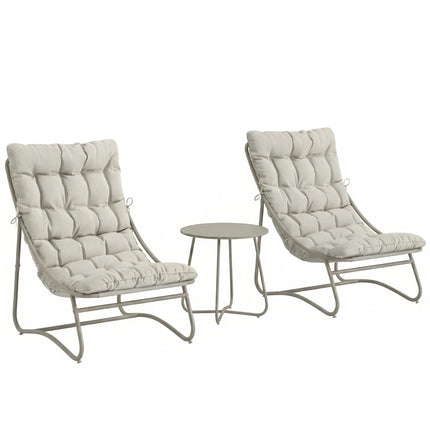 3 Piece Garden Bistro Set, Round Outdoor Bistro Table and Chairs Set for 2 with