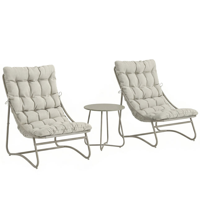 3 Piece Garden Bistro Set, Round Outdoor Bistro Table and Chairs Set for 2 with