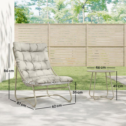 3 Piece Garden Bistro Set, Round Outdoor Bistro Table and Chairs Set for 2 with