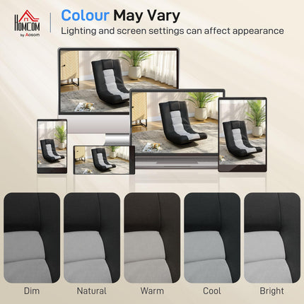 Floor Chair, Folding Floor Sofa with Adjustable Backrest, Wide Seat, Swivel Base, Black