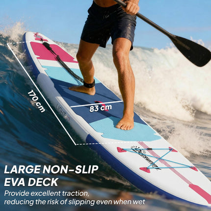 Inflatable Stand Up Paddle Board, 305x89x15cm Extra-Wide SUP with Non-Slip EVA D