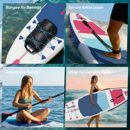 Inflatable Stand Up Paddle Board, 305x89x15cm Extra-Wide SUP with Non-Slip EVA D