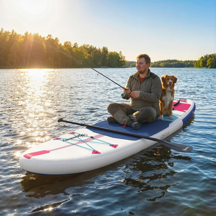 Inflatable Stand Up Paddle Board, 305x89x15cm Extra-Wide SUP with Non-Slip EVA D