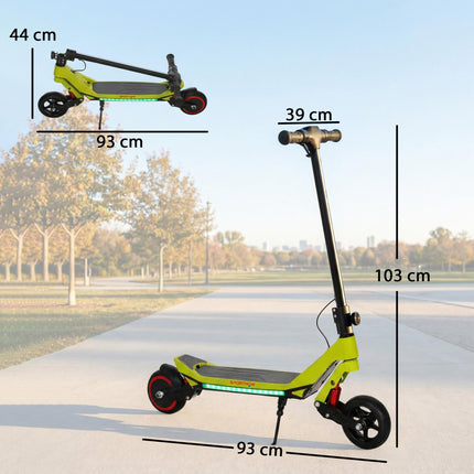 Electric Scooter for Kids, Foldable E Scooter for Age Age 6+ with LED Display, RGB lights, Up to 16km/h, Green