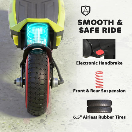 Electric Scooter for Kids, Foldable E Scooter for Age Age 6+ with LED Display, RGB lights, Up to 16km/h, Green