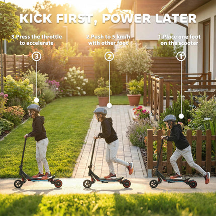 Electric Scooter for Kids, Foldable E Scooter for Age Age 6+ with LED Display, RGB lights, Up to 16km/h, Black