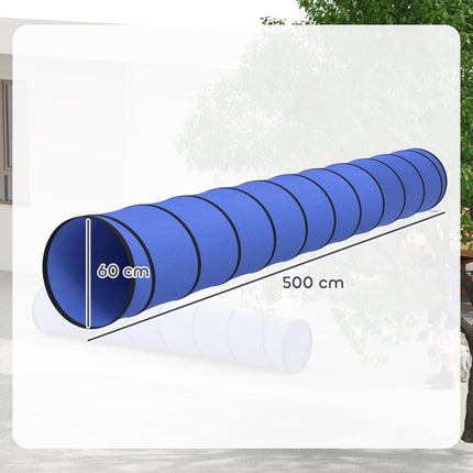 Dog Tunnel, 500 x 60 cm, Foldable Play Tunnel with 6 Pegs and Bag, Tear-Resistan