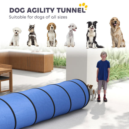 Dog Tunnel, 500 x 60 cm, Foldable Play Tunnel with 6 Pegs and Bag, Tear-Resistan