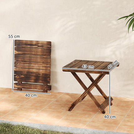 Fir Wood Folding Coffee Table, Lightweight Small Garden Table with Slatted Top, Portable Folding Side Table for Balcony