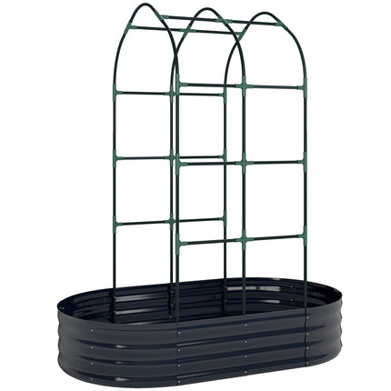Galvanised Raised Garden Bed with Arched Trellis, 5 x 3 x 6ft Metal Raised Bed With Arched Trellis 5 X 3 X 6ft Metal Raised Bed F
