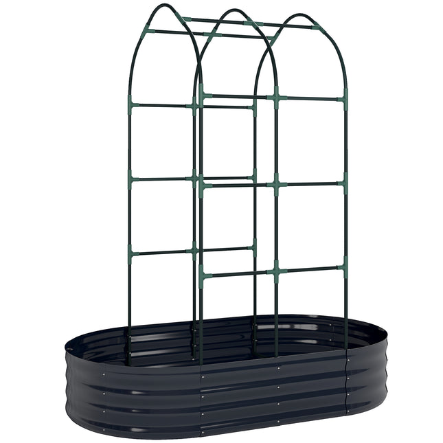 Galvanised Raised Garden Bed with Arched Trellis, 5 x 3 x 6ft Metal Raised Bed With Arched Trellis 5 X 3 X 6ft Metal Raised Bed F