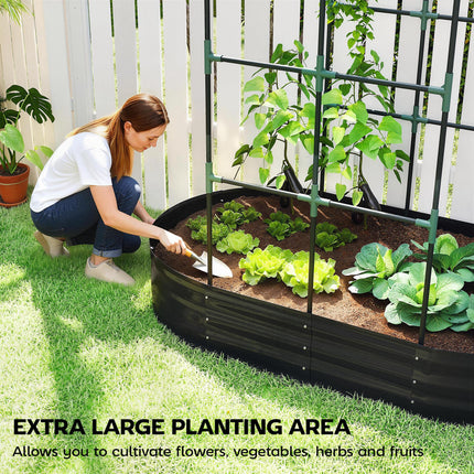 Galvanised Raised Garden Bed with Arched Trellis, 5 x 3 x 6ft Metal Raised Bed With Arched Trellis 5 X 3 X 6ft Metal Raised Bed F