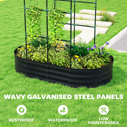 Galvanised Raised Garden Bed with Arched Trellis, 5 x 3 x 6ft Metal Raised Bed With Arched Trellis 5 X 3 X 6ft Metal Raised Bed F