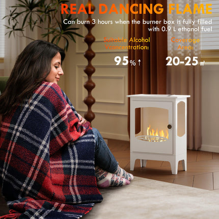 Freestanding Ethanol Fireplace, Steel Bioethanol Fireplace with Stainless Steel