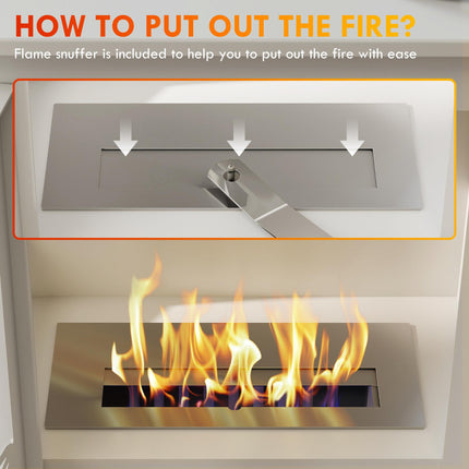 Freestanding Ethanol Fireplace, Steel Bioethanol Fireplace with Stainless Steel