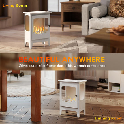Freestanding Ethanol Fireplace, Steel Bioethanol Fireplace with Stainless Steel