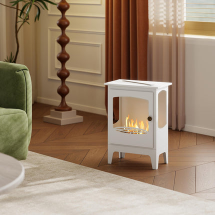 Freestanding Ethanol Fireplace, Steel Bioethanol Fireplace with Stainless Steel