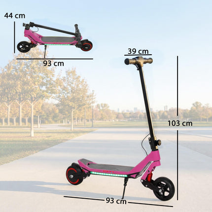 Electric Scooter for Kids, Foldable E Scooter for Age Age 6+ with LED Display, RGB lights, Up to 16km/h, Pink