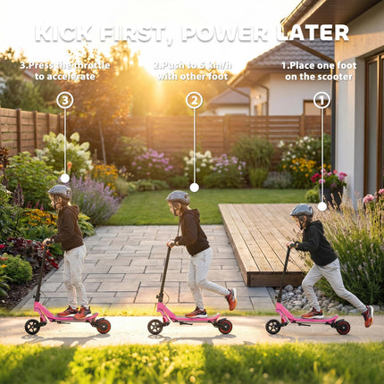 Electric Scooter for Kids, Foldable E Scooter for Age Age 6+ with LED Display, RGB lights, Up to 16km/h, Pink