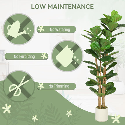 HOMCOM 150cm Artificial Fiddle Leaf Fig Tree - Green