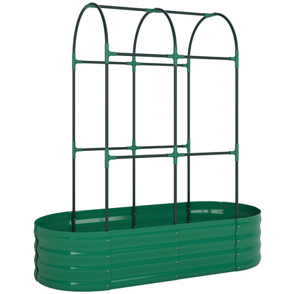 Galvanised Raised Garden Bed with Arched Trellis, 4 x 2 x 4.6ft Metal Raised Bed