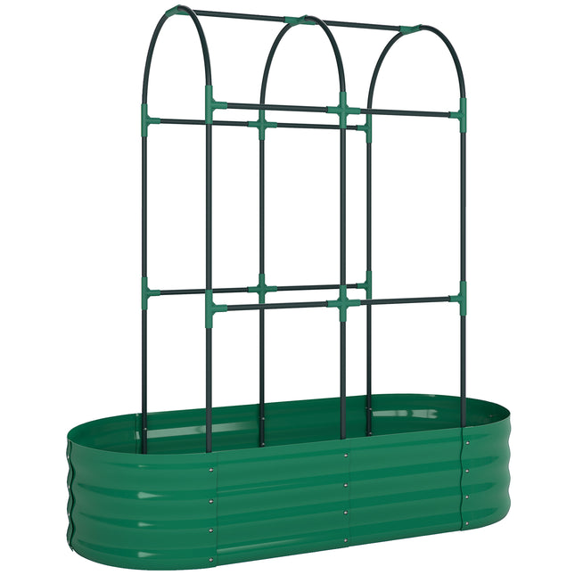Galvanised Raised Garden Bed with Arched Trellis, 4 x 2 x 4.6ft Metal Raised Bed