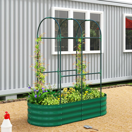 Galvanised Raised Garden Bed with Arched Trellis, 4 x 2 x 4.6ft Metal Raised Bed