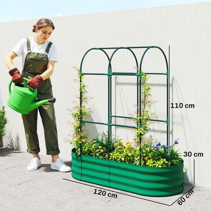 Galvanised Raised Garden Bed with Arched Trellis, 4 x 2 x 4.6ft Metal Raised Bed