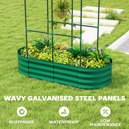 Galvanised Raised Garden Bed with Arched Trellis, 4 x 2 x 4.6ft Metal Raised Bed