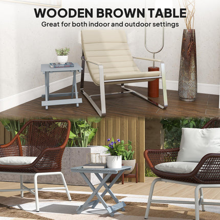 Fir Wood Folding Coffee Table, Lightweight Small Garden Table with Slatted Top,