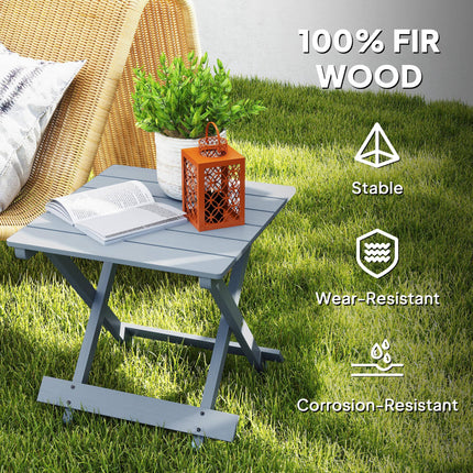Fir Wood Folding Coffee Table, Lightweight Small Garden Table with Slatted Top,