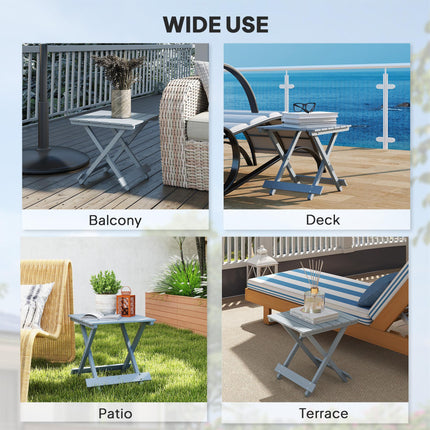 Fir Wood Folding Coffee Table, Lightweight Small Garden Table with Slatted Top,