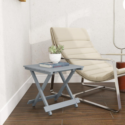 Fir Wood Folding Coffee Table, Lightweight Small Garden Table with Slatted Top,