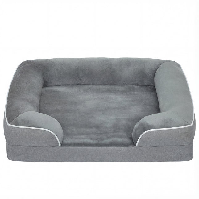Dog Sofa Bed, Washable Pet Bed with Removable Cover and Non-Slip Bottom for Cats and Small Dogs, Grey