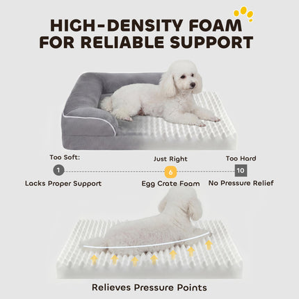 Dog Sofa Bed, Washable Pet Bed with Removable Cover and Non-Slip Bottom for Cats and Small Dogs, Grey
